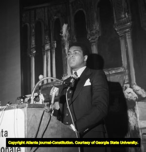 Muhammad Ali at a press conference in Atlanta, Georgia, August 1970.