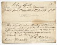 Receipt for payment from John Cocke to Eutaw Democrat, Eutaw, Alabama, February 11, 1852