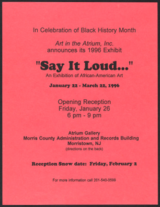 Art in the Atrium, Inc. Announces its 1996 Exhibit "Say it Loud..." An Exhibition of African-American Art