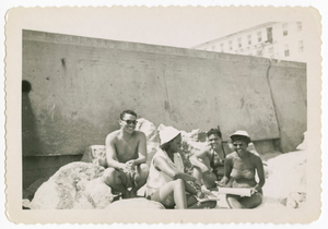 Digital image of the Taylor family at the beach on Martha's Vineyard