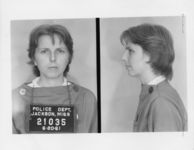 Mississippi State Sovereignty Commission photograph of Lestra Peterson following her arrest for her participation in the Freedom Rides, Jackson, Mississippi, 1961 June 20