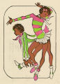 Thumbnail for Costume design drawing, showgirls in green, pink, and white stripes, Las Vegas, June 5, 1980