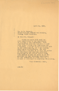 Letter from W. E. B. Du Bois to North Carolina College for Negroes