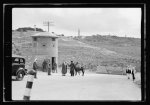 Concrete tower &amp; blocks across Gethsemane road at N.E. corner of city wall