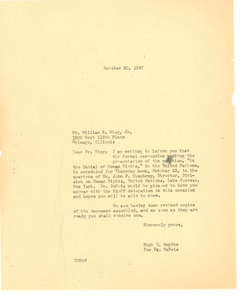 Letter from Hugh H. Smythe to William R. Ming, Jr.