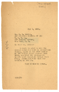 Letter from W. E. B. Du Bois to Y.M.C.A. National Council