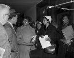 Autherine Lucy after a hearing at the federal courthouse in Birmingham, Alabama.