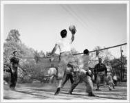 CIO staff playing volleyball at Highlander Folk School, Monteagle, Tennessee, May 1951.