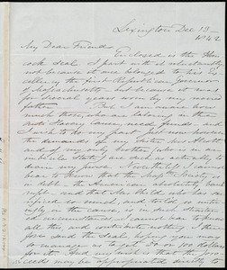 Letter from Samuel Joseph May, Lexington, [Mass.], to Maria Weston Chapman, Dec. 13, 1842