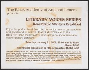 Flyer: Literary Voices Series