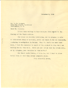 Letter from W. E. B. Du Bois to C. G. Woodson