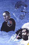 MalcolmX and MLK, Jr., mural, E. W. alley view, N. of Manchester Ave. towards Cimarron, Los Angeles, California, 2010