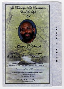 Thumbnail for Funeral Program for Andre T. Smith, February 24, 2012