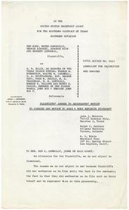 Plaintiffs' Answer to Defendants' Motion to Dismiss, Ben Rios, et. al. vs O.B. Ellis, et. al.