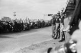 Civil rights marchers kneeling in prayer on the south side of the Edmund Pettus Bridge in Selma, Alabama, on Turnaround Tuesday.