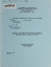 Labor market information for affirmative action programs: Pittsfield SMSA.