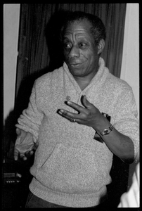 Thumbnail for James Baldwin: informal portrait, gesturing, at the book party for Robert H. Abel