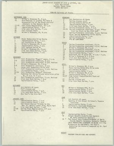 1984-1985 Calendar of Events