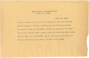 Memorandum from W. E. B. Du Bois to President Read