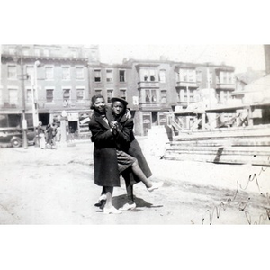 Margie and Phyllis on the corner of Haskins Street