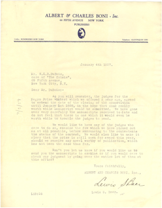 Letter from Albert & Charles Boni to W. E. B. Du Bois