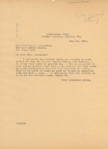 Letter from W. E. B. Du Bois to The Women's Press