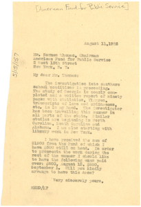 Thumbnail for Letter from W. E. B. Du Bois to American Fund for Public Service