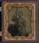 [Private William H. Presgraves of Company K, 97th Militia Virginia Infantry Regiment, with rifle]