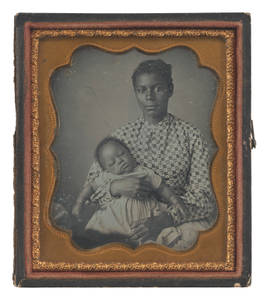 Daguerreotype of a woman with a child on her lap