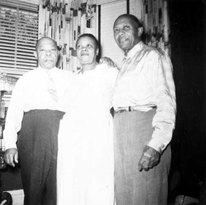 (Joseph) Dan Presley (right) with Julius Turner Presley, Jr. and Willie Mae Presley-Fields