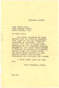 Letter from W. E. B. Du Bois to Mrs. Rufus Ellis