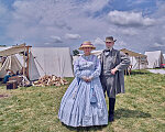 Earl Weaver, portraying Confderate commander Robert E. Lee; and Holly Roberts Morgan as his wife, Mary Anna Custis Lee; at the re-enactment, held each American Independence Day Weekend (on and surrounding July 4), of various skirmishes at the decisive 1863 Battle of Gettysburg, in Pennsylvania, which turned the tide of the American Civil War against the outmanned, rebellious Confederates for good