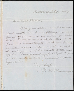 Thumbnail for Letter from William Francis Channing, Boston, [Mass.], to Anne Warren Weston, March 30, 1847