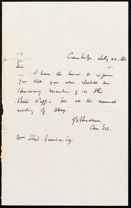 Letter from J. S. Hudson, Cambridge, [Mass.], to William Lloyd Garrison, July 20, 1865