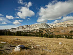 It's early October, and, somewhat surprisingly, there's no snow as yet on the distant Snowy Range of the Rocky Mountains in Carbon County, Wyoming