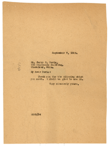 Letter from W. E. B. Du Bois to Harry Davis