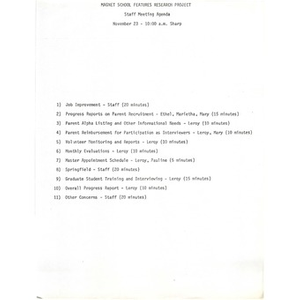 Staff meeting agenda.