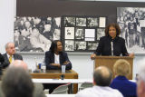 Phoebe Williams speaks at a 50th anniversary of Brown vs. Board of Education Conference, April 8, 2004