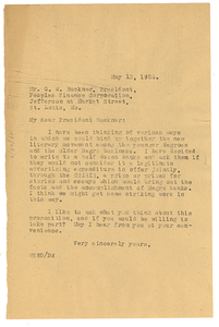 Letter from W. E. B. Du Bois to Peoples Finance Corporation