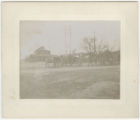 African-American man in ox and mule carts in town