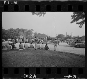 View of spectators at Black student rally in Franklin Park