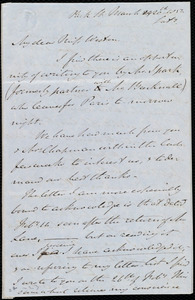 Incomplete letter from John Bishop Estlin, Park St., [Bristol, England], to Caroline Weston, March 20th, 1852, Sat[urda]y