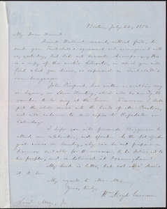 Letter from William Lloyd Garrison, Boston, [Mass.], to Samuel May, July 22, 1852