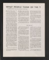 National Board Files. Reports and Articles: ""What People Think of the Y,"" by George Gallup, 1956. (Box 2, Folder 20)