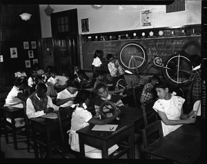 Mrs. Lewis class room [sic] Garnet Patterson Jr. High (Mrs [?]), April 1950 [cellulose acetate photonegative]