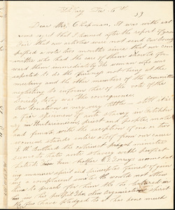 Letter from Eliza Fuller Gill, Fitchburg, [Massachusetts], to Maria Weston Chapman, 1839 Dec[ember] 6