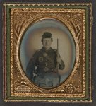 [Unidentified soldier in Union uniform of the 56th New York Volunteers (10th Legion) with musket and sword]