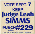 Judge Leah A. Simms political poster