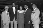 Marla Gibbs posing for a group portrait at a nightclub, Los Angeles, 1989