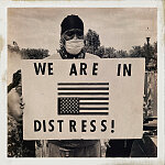 Man with poster "We Are in Distress", March on Washington, Lincoln Memorial, Washington, DC